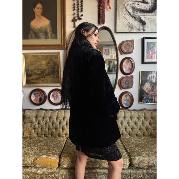 Vintage Black Faux Mink 40s Style Jacket by Outerlayers Ladies Size XL - Picture 8 of 16